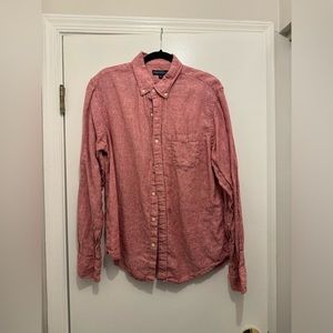 J. Crew Slim Linen Shirt Rusty Barn Red